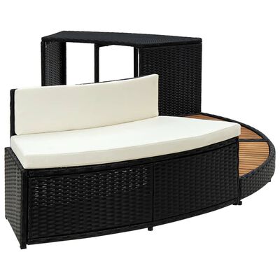 vidaXL Spa Surround Black Poly Rattan and Acacia Wood