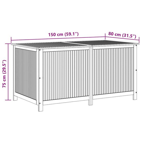 vidaXL Garden Storage Box 150x80x75 cm Solid Acacia Wood