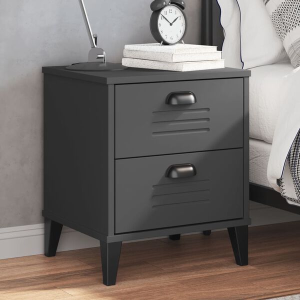 vidaXL Bedside Cabinet VIKEN Anthracite Grey Engineered Wood