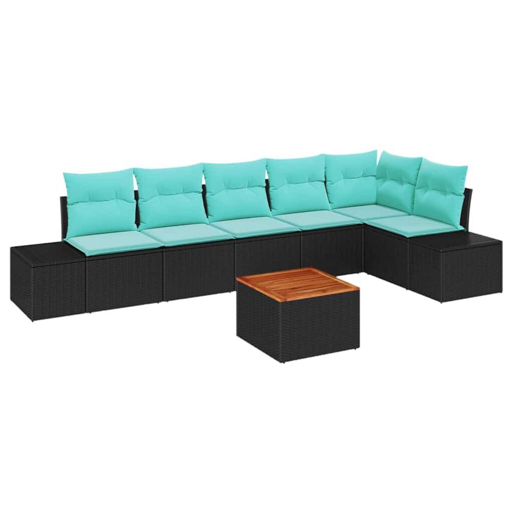 vidaXL Garden Sofa Set 7 pcs Black and turquoise