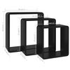 vidaXL Wall Cube Shelves 3 pcs Black MDF