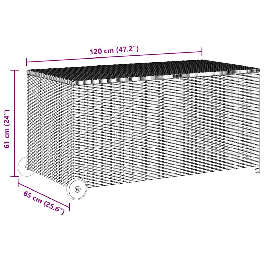 vidaXL Garden Storage Box Light Grey 120x65x61 cm Poly Rattan