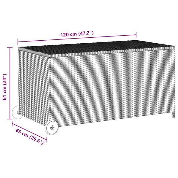vidaXL Garden Storage Box Light Grey 120x65x61 cm Poly Rattan