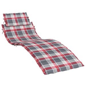 vidaXL Sun Lounger Cushion Red Check Pattern 186x58x4cm Oxford Fabric