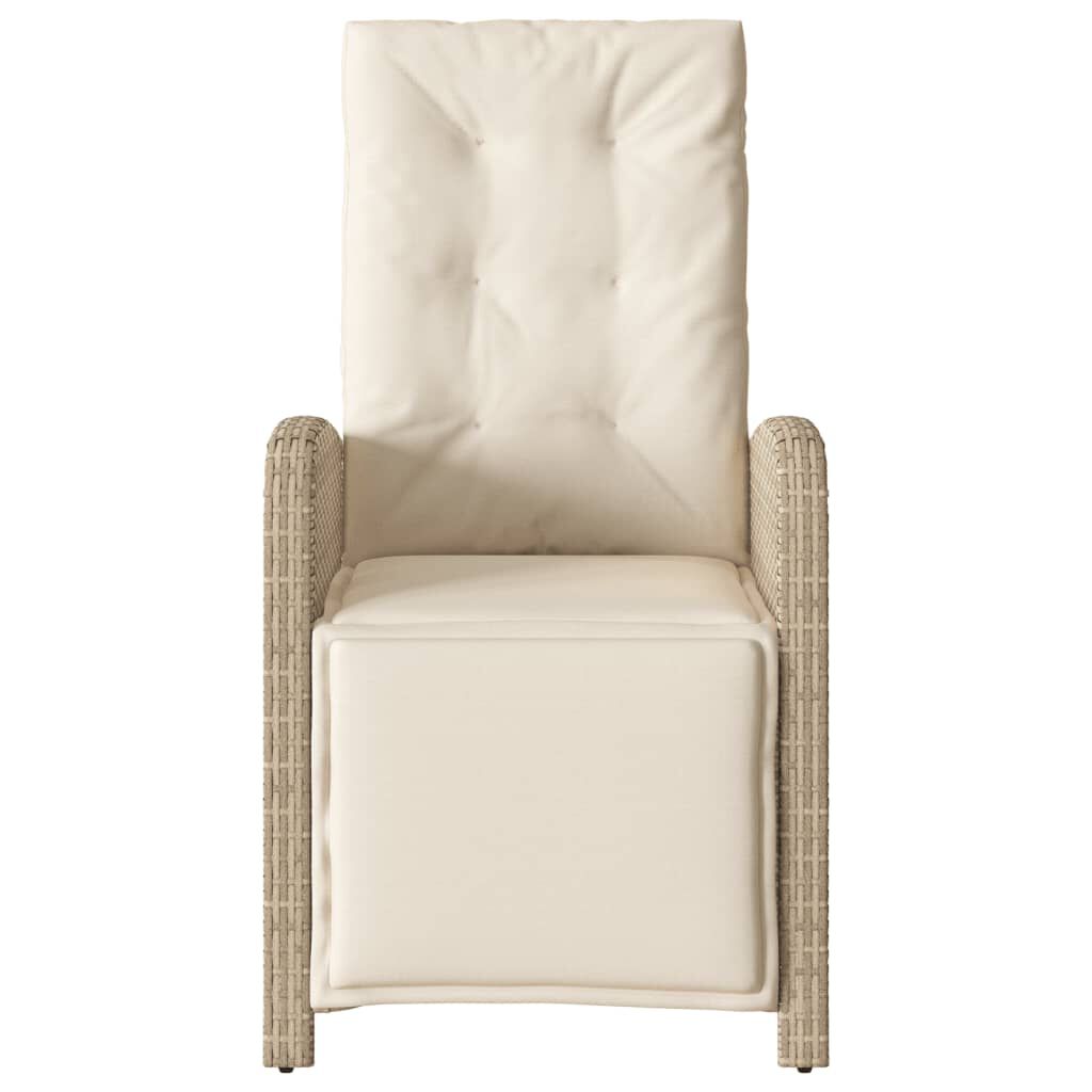 vidaXL Reclining Garden Chair with Footrest Beige Poly Rattan