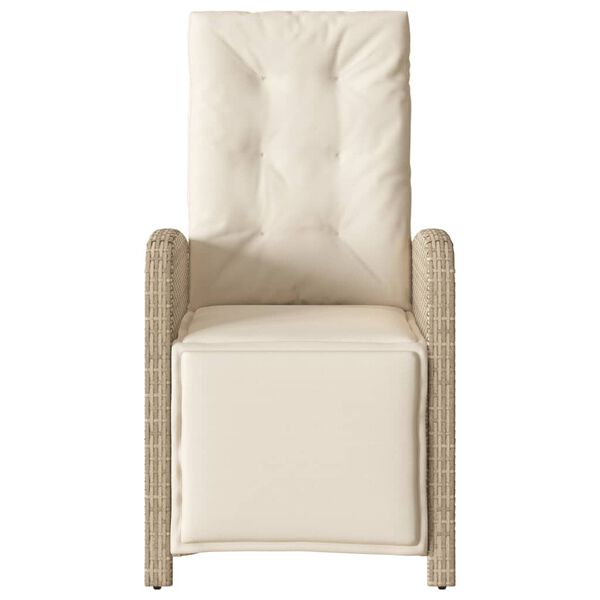 vidaXL Reclining Garden Chair with Footrest Beige Poly Rattan