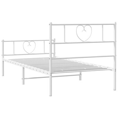 vidaXL Metal Bed Frame without Mattress with Footboard White 100x190 cm