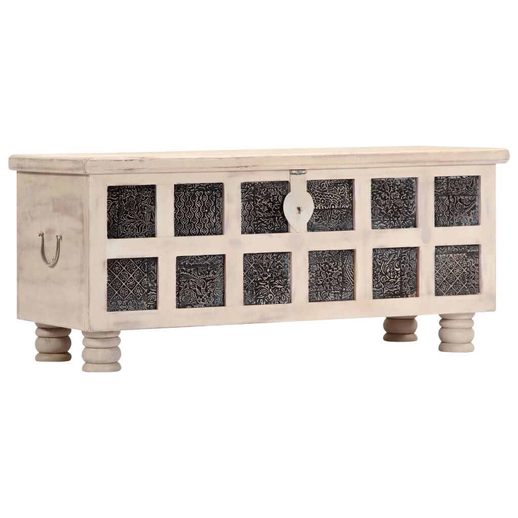 vidaXL Storage Box White 110x40x45 cm Solid Acacia Wood