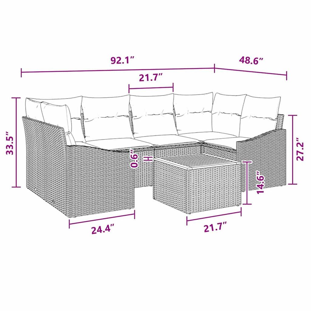 vidaXL Garden Sofa Set 7 pcs Black and turquoise