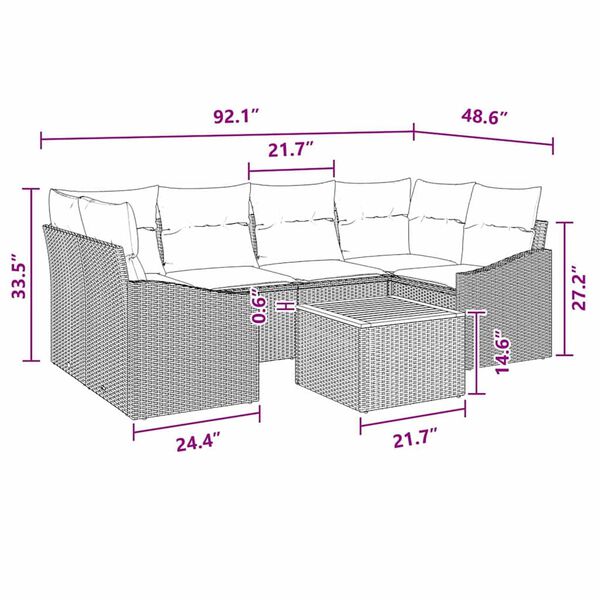 vidaXL Garden Sofa Set 7 pcs Black and turquoise