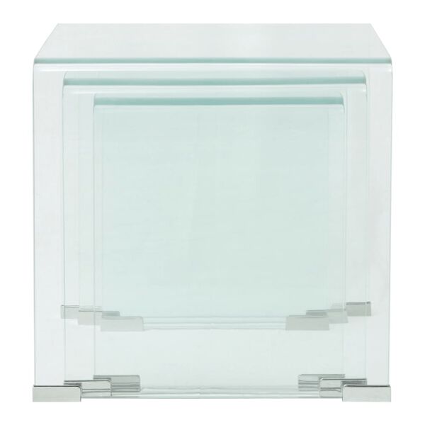 vidaXL Three Piece Nesting Table Set Tempered Glass Clear