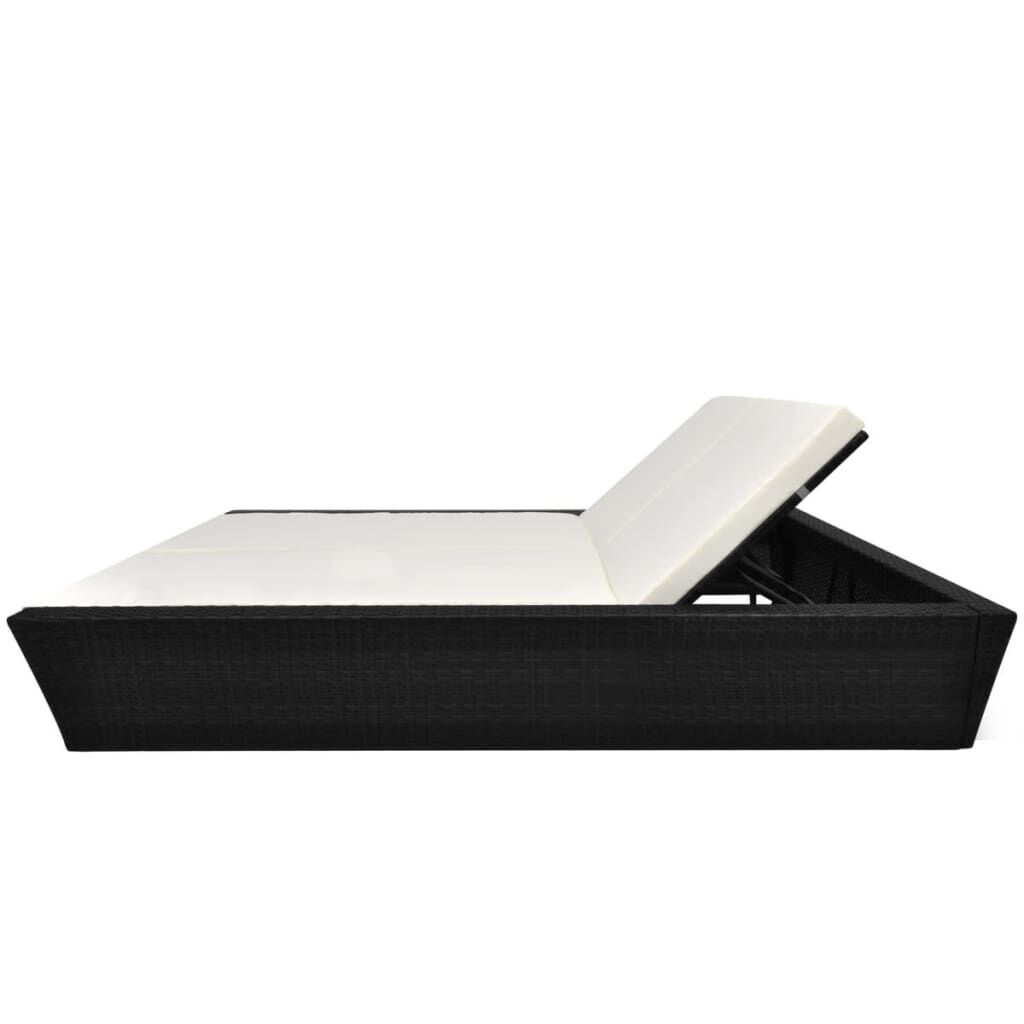 vidaXL Outdoor Lounge Bed with Cushion Poly Rattan Black