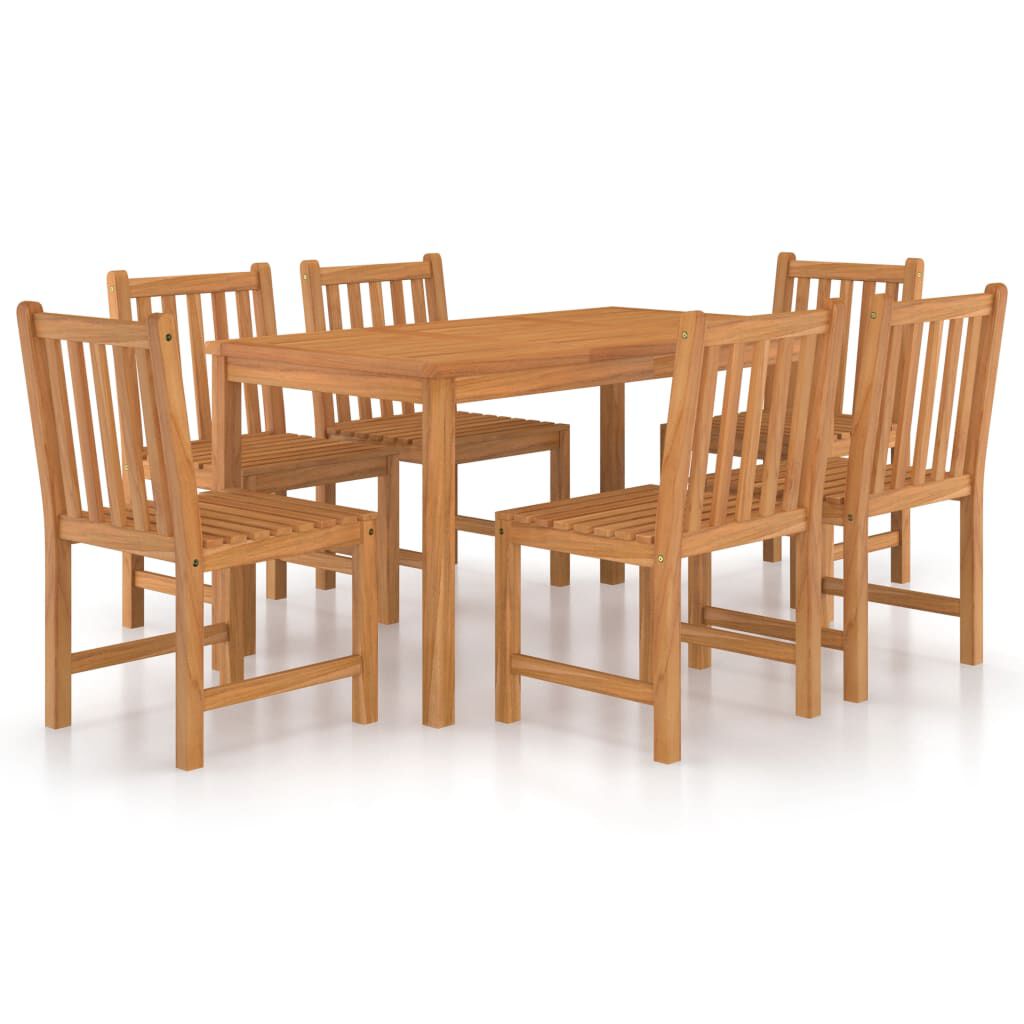 vidaXL 7 Piece Garden Dining Set Solid Teak Wood