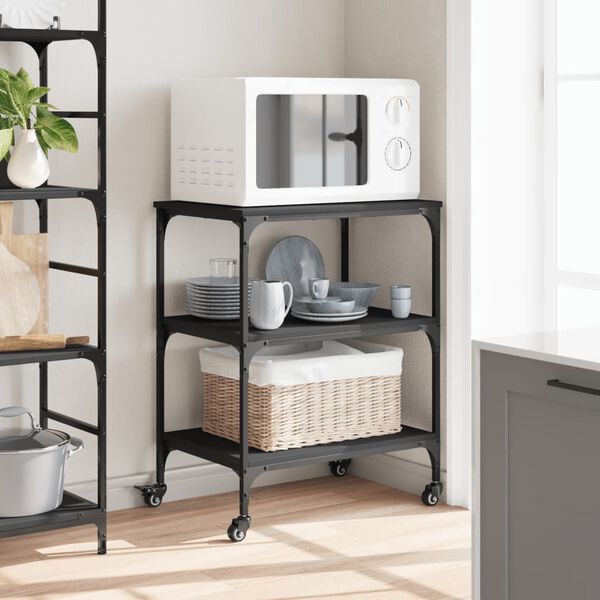vidaXL Kitchen Trolley Black 60x41x76 cm Engineered Wood
