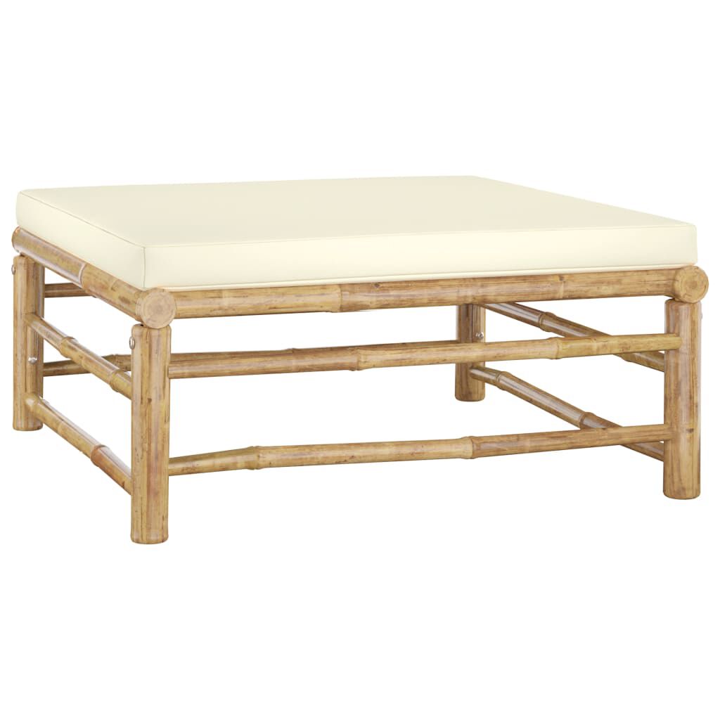 vidaXL 12 Piece Garden Lounge Set with Cream White Cushions Bamboo