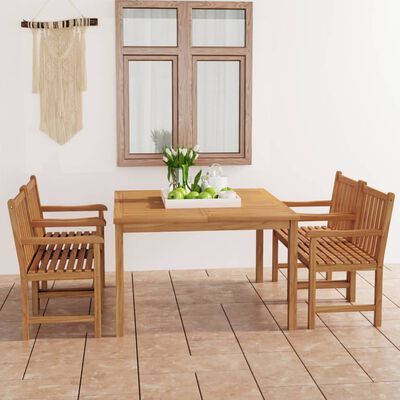 vidaXL 5 Piece Garden Dining Set Solid Teak Wood