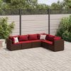 vidaXL 6 Piece Garden Lounge Set with Cushions Brown Poly Rattan