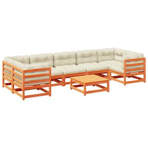 vidaXL 8 Piece Garden Sofa Set with Cushions Wax Brown Solid Wood Pine