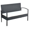 vidaXL 4 Piece Garden Lounge Set with Cushions Poly Rattan Black