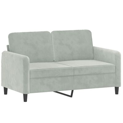 vidaXL 2-Seater Sofa with Throw Pillows Light Grey 120 cm Velvet