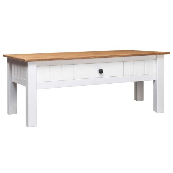 vidaXL Coffee Table White 100x60x43.5 cm Solid Pine Wood Panama Range