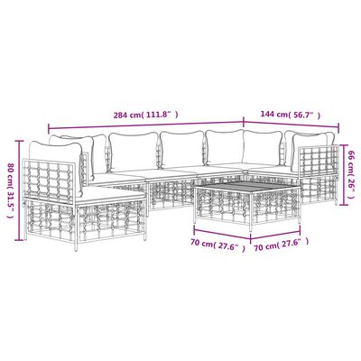 vidaXL 7 Piece Garden Lounge Set with Cushions Anthracite Poly Rattan