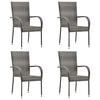 vidaXL 5 Piece Garden Dining Set Grey Poly Rattan