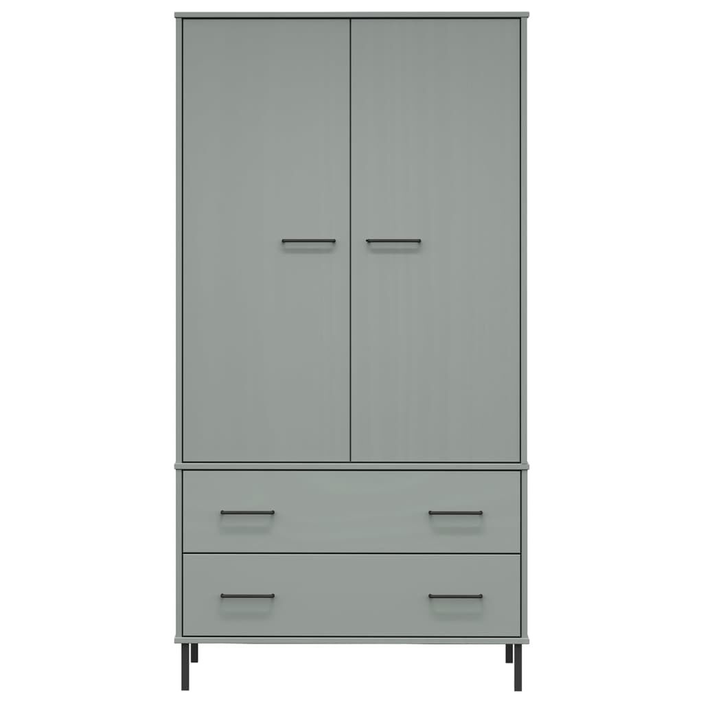 vidaXL Wardrobe with Metal Legs Grey 90x55x172.5 cm Solid Wood OSLO