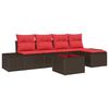 vidaXL Garden Sofa Set with Cushion 6 pcs Brown Poly Rattan