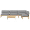 vidaXL Sofa Set with Cushion Plain Manual 5 pcs Grey Solid Acacia Wood