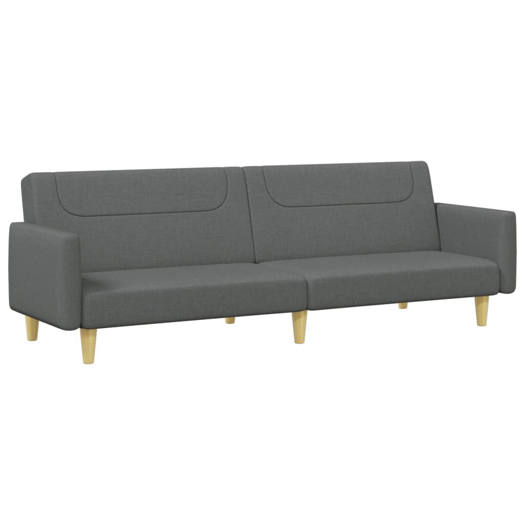 vidaXL 2-Seater Sofa Bed with Footstool Dark Grey Fabric