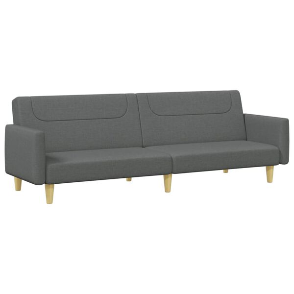 vidaXL 2-Seater Sofa Bed with Footstool Dark Grey Fabric