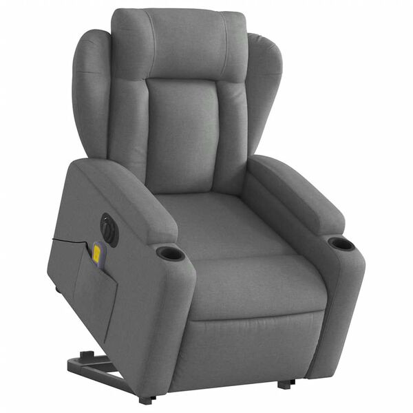 vidaXL Electric Stand up Massage Recliner Chair Dark Grey Fabric