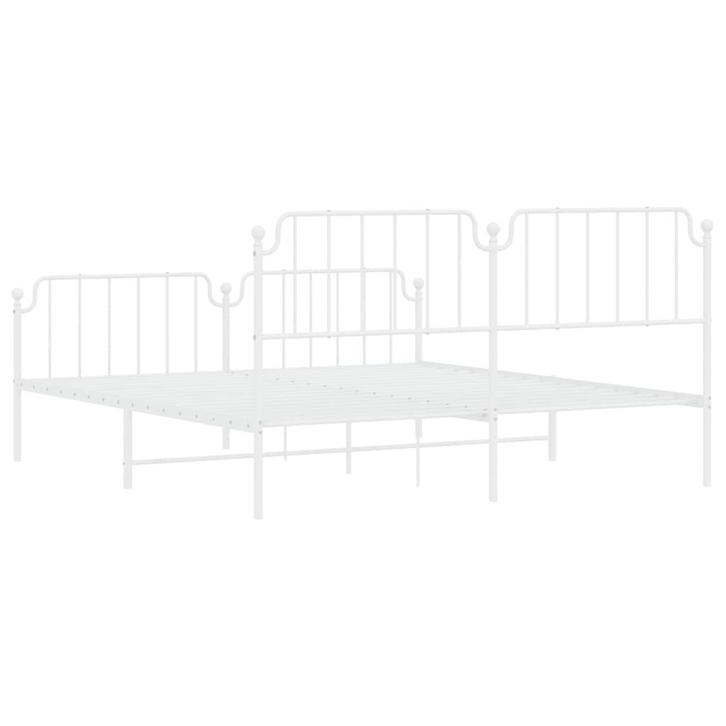 vidaXL Metal Bed Frame without Mattress with Footboard White 183x213cm