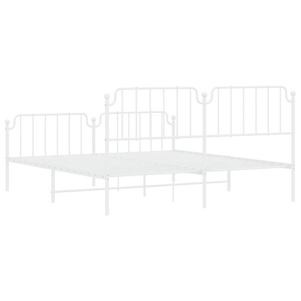 vidaXL Metal Bed Frame without Mattress with Footboard White 183x213cm