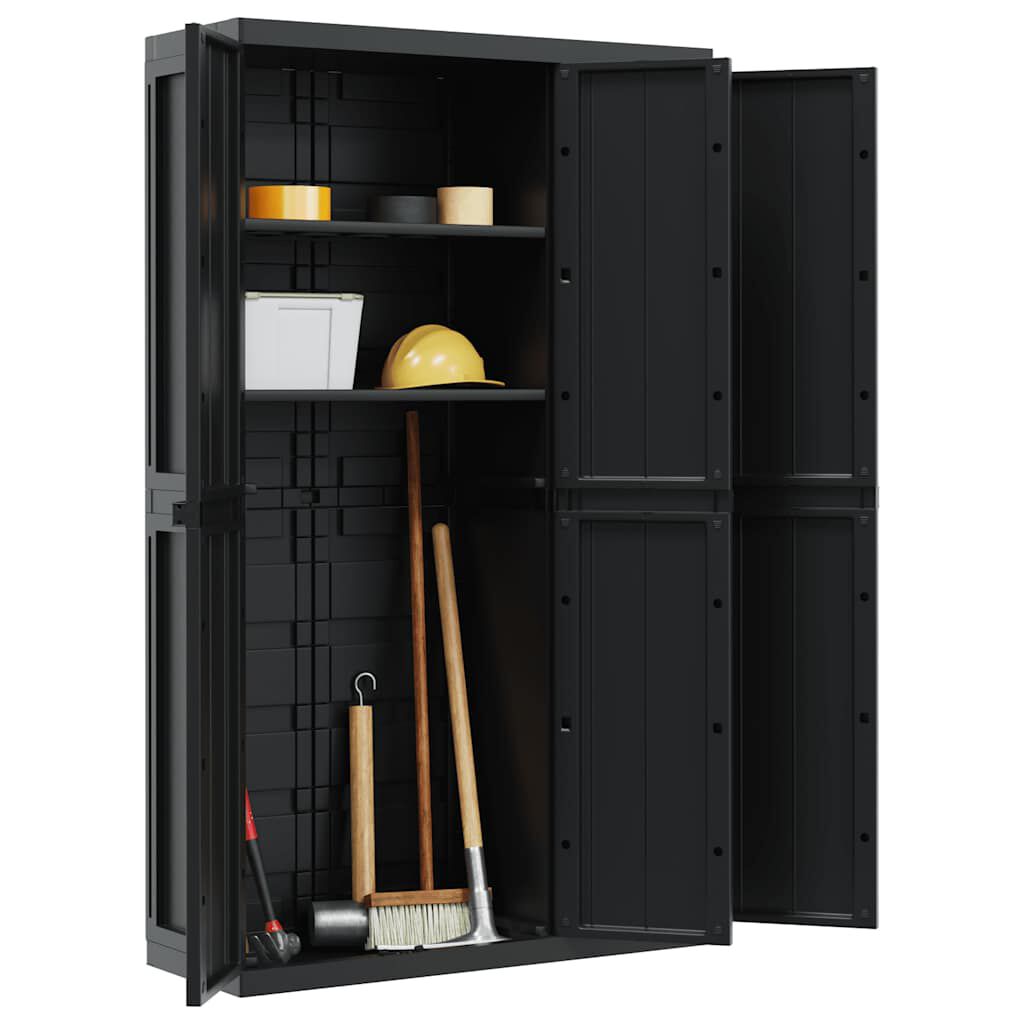 vidaXL Outdoor Storage Cabinet Black 97x37x165 cm PP