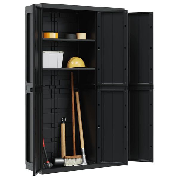 vidaXL Outdoor Storage Cabinet Black 97x37x165 cm PP
