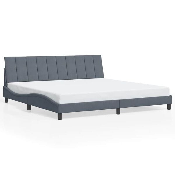 vidaXL Bed Frame without Mattress "Hanko" Dark Grey 193x203 cm Velvet
