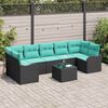 vidaXL Sofa Set with Cushion 8 pcs Black Poly Rattan