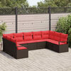 vidaXL Sofa Set with Cushion 9 pcs Brown Poly Rattan