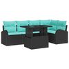 vidaXL Garden Sofa Set with Cushion Manual 6 pcs Black Poly rattan