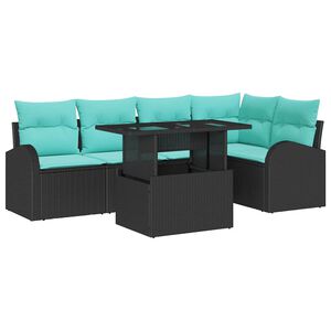vidaXL Garden Sofa Set with Cushion Manual 6 pcs Black Poly rattan