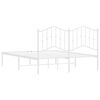 vidaXL Metal Bed Frame without Mattress with Headboard White 135x190cm