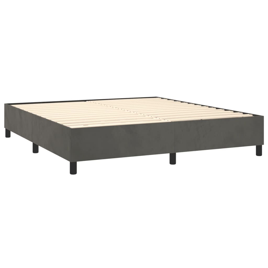vidaXL Box Spring Bed with Mattress Dark Grey 183x213 cm California King Velvet
