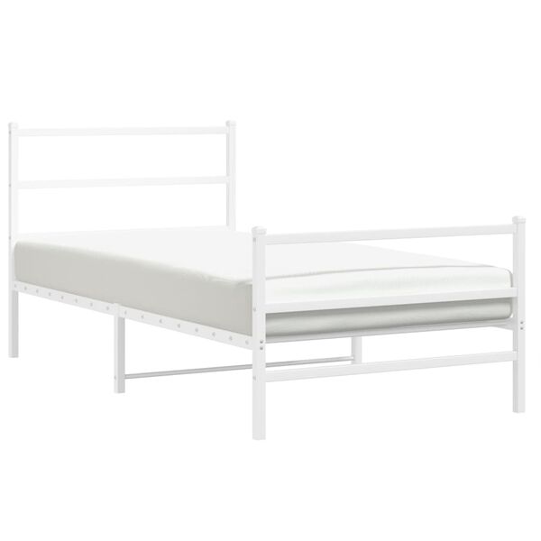 vidaXL Metal Bed Frame without Mattress with Footboard White 100x200cm