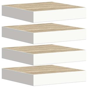vidaXL Floating Wall Shelves 4 pcs Oak and White 23x23.5x3.8 cm MDF