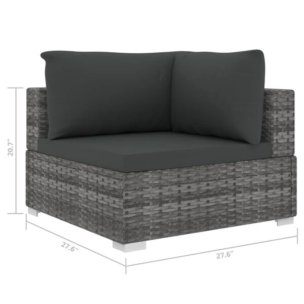 vidaXL 8 Piece Garden Lounge Set with Cushions Poly Rattan Grey