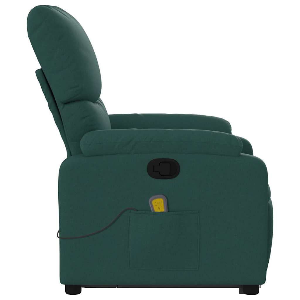 vidaXL Stand up Massage Recliner Chair Dark Green Fabric