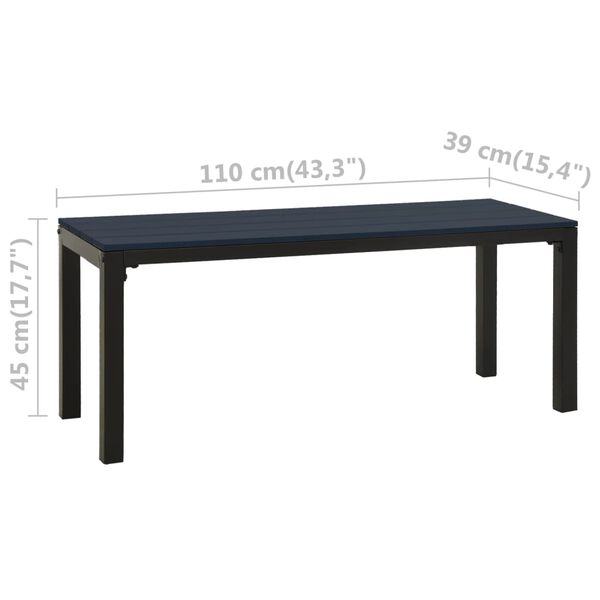 vidaXL Garden Bench 110 cm Steel and WPC Black