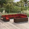 vidaXL 13 Piece Garden Lounge Set with Cushions Brown Poly Rattan